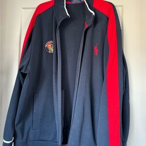 Ralph Lauren Navy Jacket with Red Trim and Yellow Label